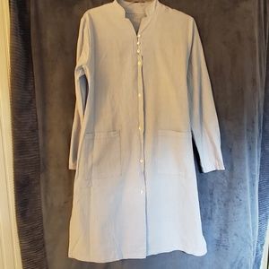 Woven button-front dress with long sleeves